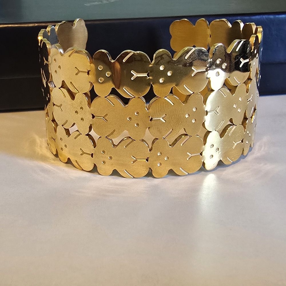 Gold Teddy Bear Cuff Bracelet